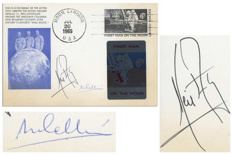 Neil Armstrong & Michael Collins Signed First Day Cover Measuring 9'' x 6''
